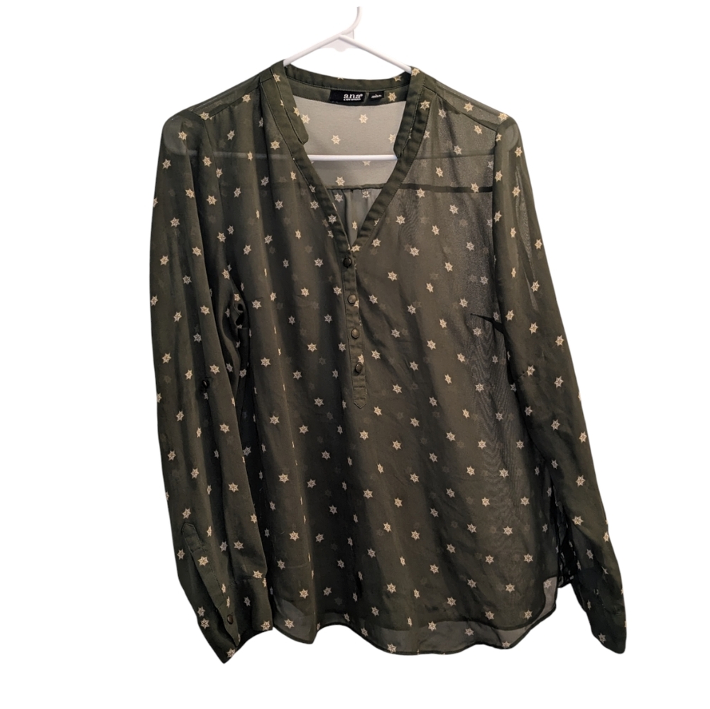 a.n.a Green Floral Blouse
